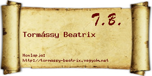 Tormássy Beatrix névjegykártya